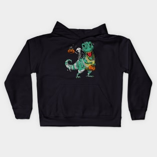 Skeleton And T-rex Halloween Kids Hoodie